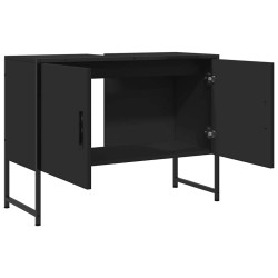 Armoire lavabo de salle de bain noir 80x33x60cm bois ingénierie 616409616409
