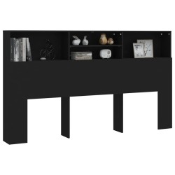 Armoire de tête de lit Noir 180x19x103,5 cm 616412616412