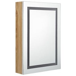 Armoire de salle de bain à miroir LED blanc et chêne 50x13x70cm 616419616419
