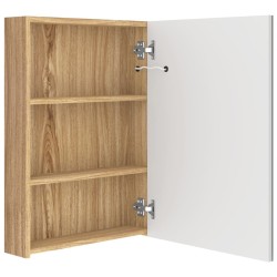 Armoire de salle de bain à miroir LED blanc et chêne 50x13x70cm 616419616419
