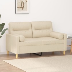 Canapé 2 places avec oreillers décoratifs crème 120 cm tissu 616423616423