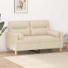 Canapé 2 places avec oreillers décoratifs crème 120 cm tissu 616423616423