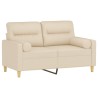 Canapé 2 places avec oreillers décoratifs crème 120 cm tissu 616423616423