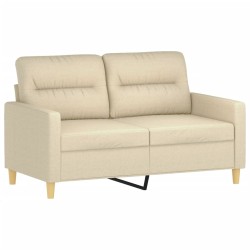 Canapé 2 places avec oreillers décoratifs crème 120 cm tissu 616423616423