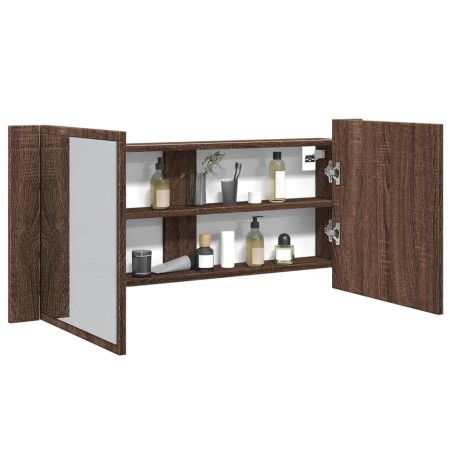 Armoire à miroir à LED de bain chêne marron 100x12x45 cm 616429616429