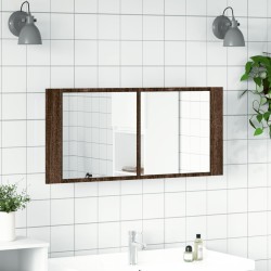 Armoire à miroir à LED de bain chêne marron 100x12x45 cm 616429616429