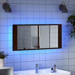 Armoire à miroir à LED de bain chêne marron 100x12x45 cm 616429616429