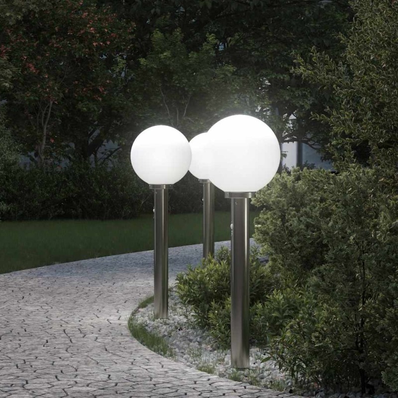 Bornes lumineuses avec détecteur lot de 3 80 cm acier inoxydable IP44 616446616446