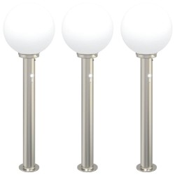 Bornes lumineuses avec détecteur lot de 3 80 cm acier inoxydable IP44 616446616446