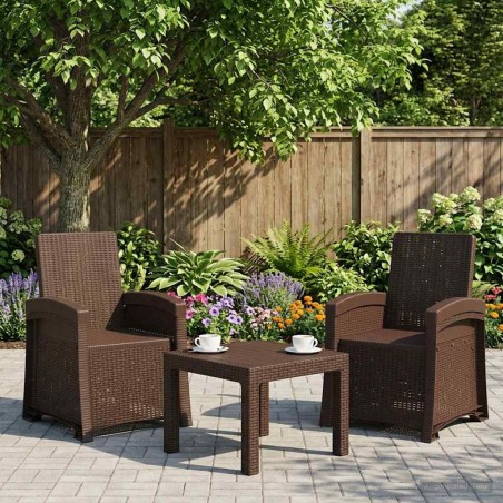 Chaise de jardin inclinable imitant le rotin 2 pcs Marron PP 616453616453