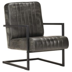 Chaise de canapé cantilever gris délavé cuir véritable 616462616462
