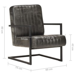 Chaise de canapé cantilever gris délavé cuir véritable 616462616462