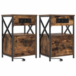 Cabinet de chevet avec tiroir 2 pcs Chêne fumé 40 x 31 x 60 cm 616468616468