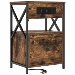 Cabinet de chevet avec tiroir 2 pcs Chêne fumé 40 x 31 x 60 cm 616468616468