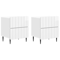 Cabinet de chevet 2 pcs Blanc brillant 43 x 34,5 x 49,5 cm 616472616472