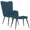 Chaise de relaxation avec tabouret Bleu Velours 616476616476