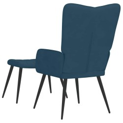 Chaise de relaxation avec tabouret Bleu Velours 616476616476