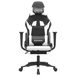 Chaise de jeu avec repose-pied Noir et blanc Similicuir 616477616477