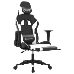 Chaise de jeu avec repose-pied Noir et blanc Similicuir 616477616477