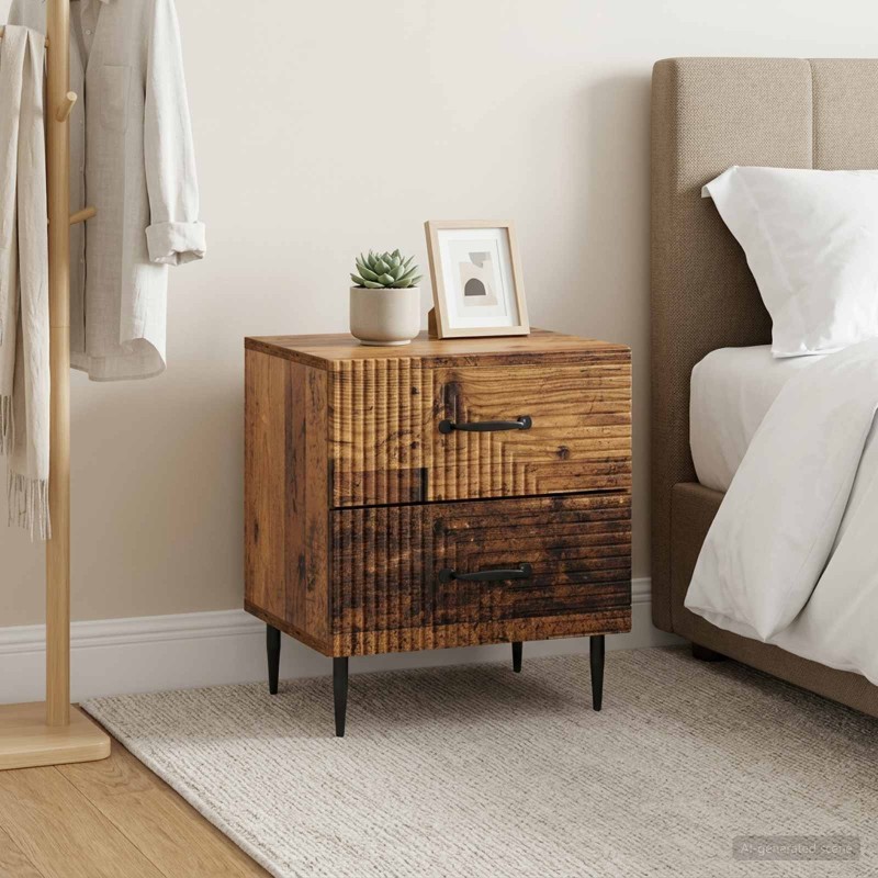 Cabinet de chevet 2 pcs Bois ancien 43 x 34,5 x 47,5 cm 616490616490