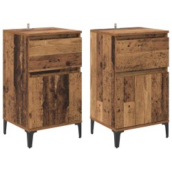 Cabinet de chevet avec tiroir 2 pcs Bois ancien 40 x 35 x 70 cm 616492616492