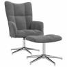 Chaise de relaxation avec tabouret Gris foncé Velours 616493616493