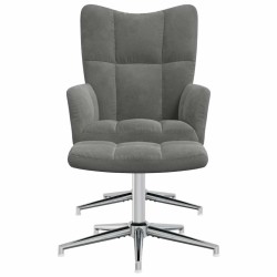 Chaise de relaxation avec tabouret Gris foncé Velours 616493616493