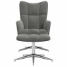 Chaise de relaxation avec tabouret Gris foncé Velours 616493616493