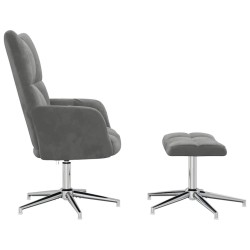 Chaise de relaxation avec tabouret Gris foncé Velours 616493616493