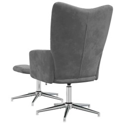 Chaise de relaxation avec tabouret Gris foncé Velours 616493616493