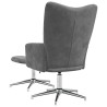 Chaise de relaxation avec tabouret Gris foncé Velours 616493616493