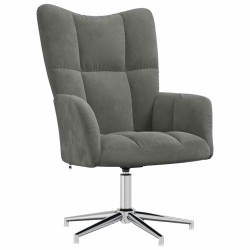 Chaise de relaxation avec tabouret Gris foncé Velours 616493616493