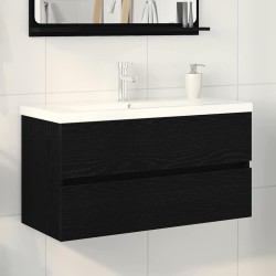 Meuble de Lavabo de Salle de Bain Chêne noir 90 x 39 x 62 cm 616502616502