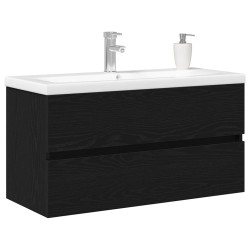 Meuble de Lavabo de Salle de Bain Chêne noir 90 x 39 x 62 cm 616502616502