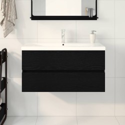 Meuble de Lavabo de Salle de Bain Chêne noir 90 x 39 x 62 cm 616502616502