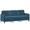 Canapé 3 places avec oreillers décoratifs bleu 180 cm velours 616504616504