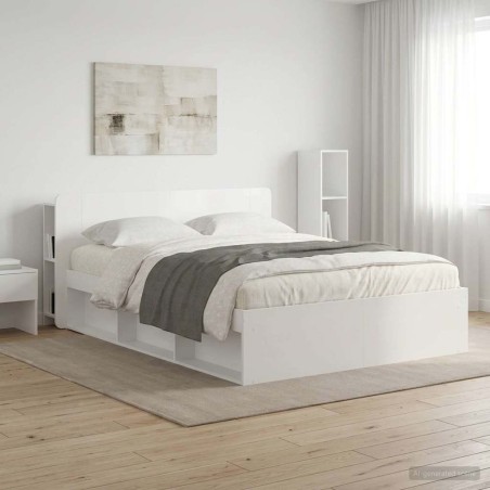 Cabinet de Tête de Lit Blanc brillant Bois d'ingénierie 616505616505