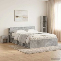 Cabinet de Tête de Lit Gris béton Bois d'ingénierie 616506616506