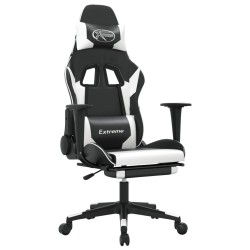 Chaise de jeu de massage et repose-pied Noir blanc Similicuir 616520616520