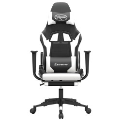 Chaise de jeu de massage et repose-pied Noir blanc Similicuir 616520616520