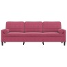 Canapé 3 places avec oreillers bordeaux 210 cm velours 616521616521