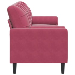 Canapé 3 places avec oreillers bordeaux 210 cm velours 616521616521