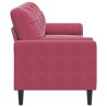 Canapé 3 places avec oreillers bordeaux 210 cm velours 616521616521