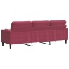 Canapé 3 places avec oreillers bordeaux 210 cm velours 616521616521