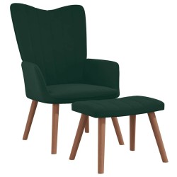 Chaise de relaxation avec repose-pied Vert foncé Velours 616524616524