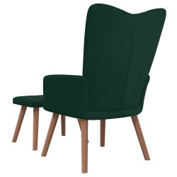 Chaise de relaxation avec repose-pied Vert foncé Velours 616524616524