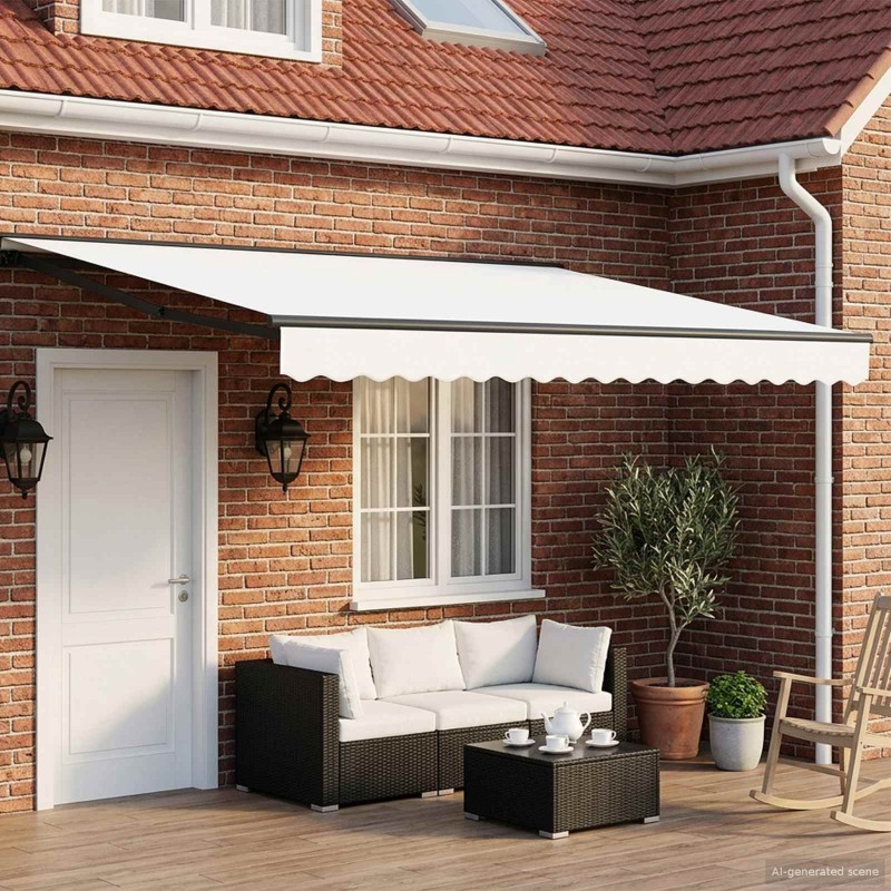Cadre de store manuel avec LEDs Blanc et anthracite 4,5 × 3,5 m 616530616530