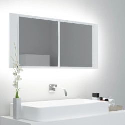 Armoire salle de bain à miroir LED Blanc 100x12x45 cm Acrylique 616534616534