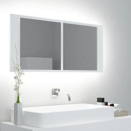 Armoire salle de bain à miroir LED Blanc 100x12x45 cm Acrylique 616534616534