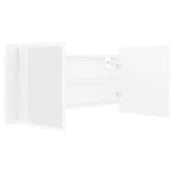 Armoire salle de bain à miroir LED Blanc 100x12x45 cm Acrylique 616534616534
